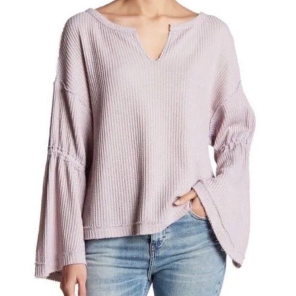 Free People We The Free Thermal Waffle Knit Dahlia Top Size Small Sweater